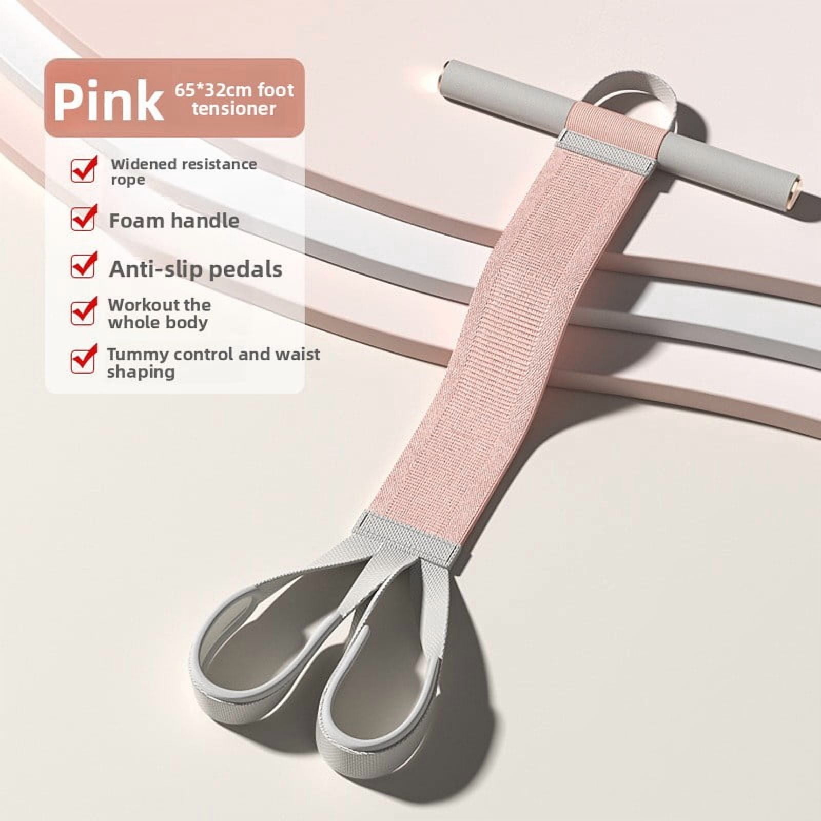 CNV Pedal Resistance Band with Anti-Snap Fabric Sleeve, 4-Tube High-Elasticity Pull Rope for Home Yoga and Pilates, Core Strengthening Arm & Leg Stretcher