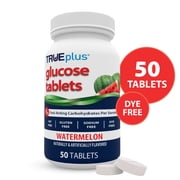 TRUEplus Glucose Tablets, Chewable, Watermelon Flavor, 15g Fast-Acting Carbs, 50 Count