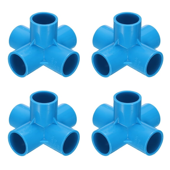 Uxcell Fitting 1" 5 Ways Connector Furniture Build Grade Pipe Coupling, Blue