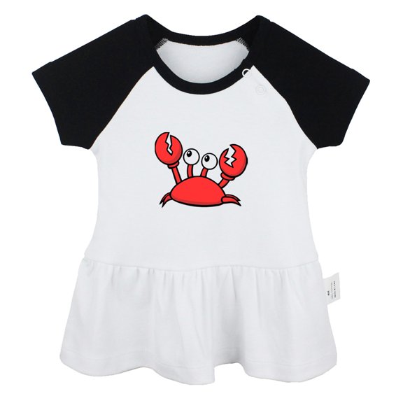 Hold Me Funny Dresses For Baby, Newborn Babies Animal Crab Pattern Skirts, Infant Princess Dress, 0-24M Kids Graphic Clothes (Black Raglan Dresses, 6-12 Months)