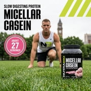 NutraBio Muscle Matrix Casein Protein Powder, Strawberry Ice Cream, 2 lbs, Slow Digesting, Non-GMO, Gluten Free