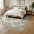 thumbnail image 3 of ODIKA Neutral Distressed Boho Scroll Grey Large Border Beige Vintage Refined for Dining Room, Under Table, Office, Non-Slip Chair-Friendly Floor, 3 of 7