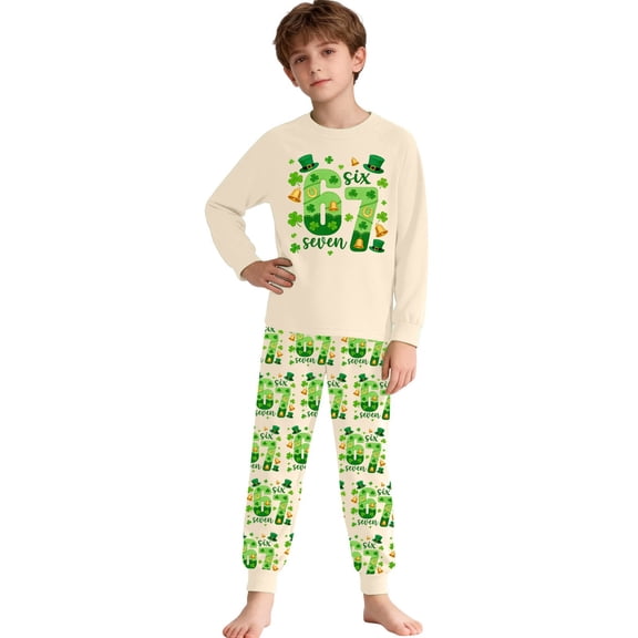 JAJAHO Boy Girl 67 Shirt Pants Set Letter Print Long Sleeve Top Bottoms 2PCS Outfits For Kids 2-10 Years Comfy Home Clothes