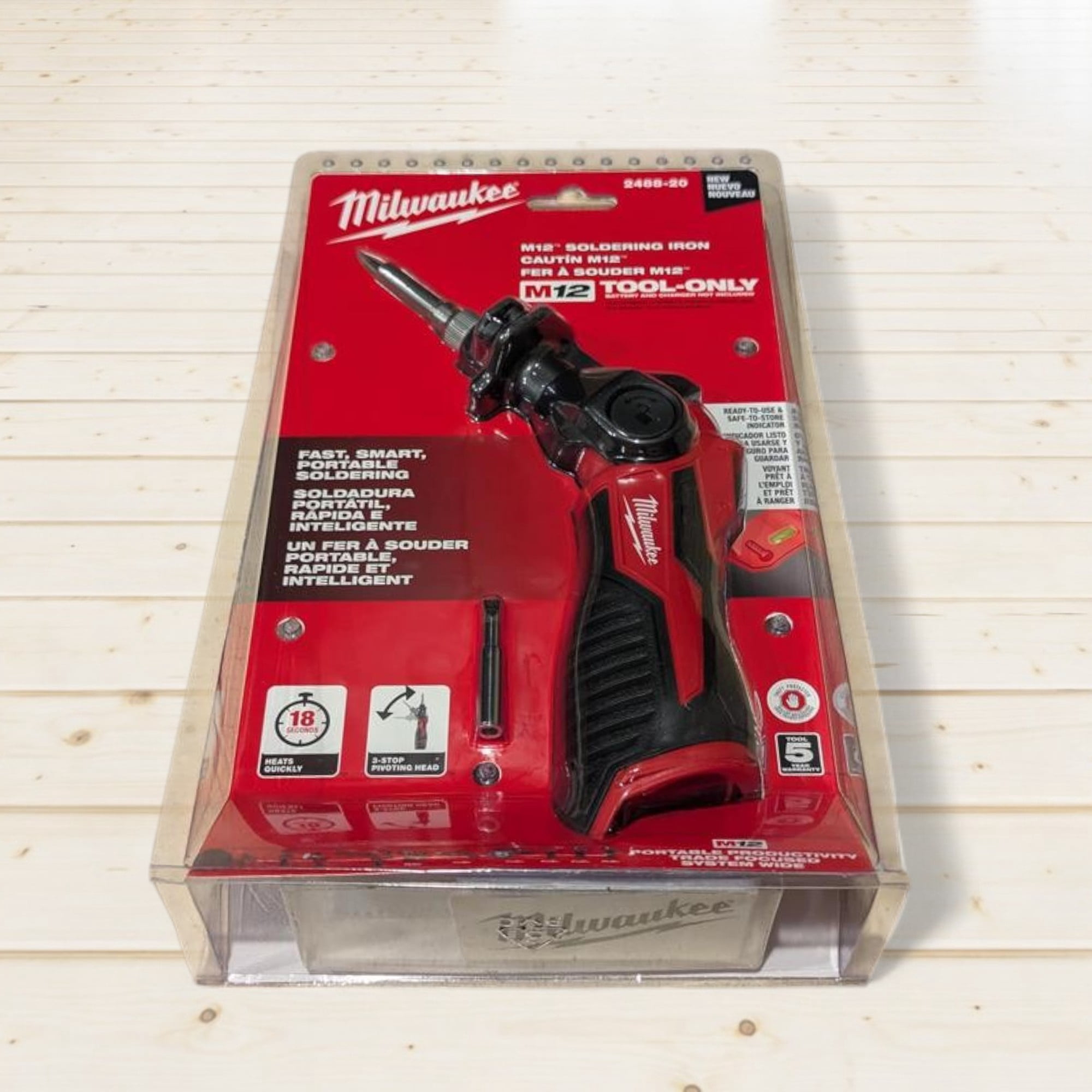 Milwaukee 2488-20 M12 Cordless Soldering Iron – Heats in 18 Seconds, Pivoting Head, REDLINK Indicator (Bare Tool)