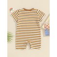thumbnail image 3 of Bagilaanoe Newborn Baby Boys Summer Jumpsuit Shorts Stripe Short Sleeve Bodysuit 3M 6M 12M 18M Infant Casual One Piece Romper, 3 of 8