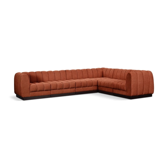 Meridian Furniture Quinn 133" 6-Piece Fabric Modular Sectional in Orange