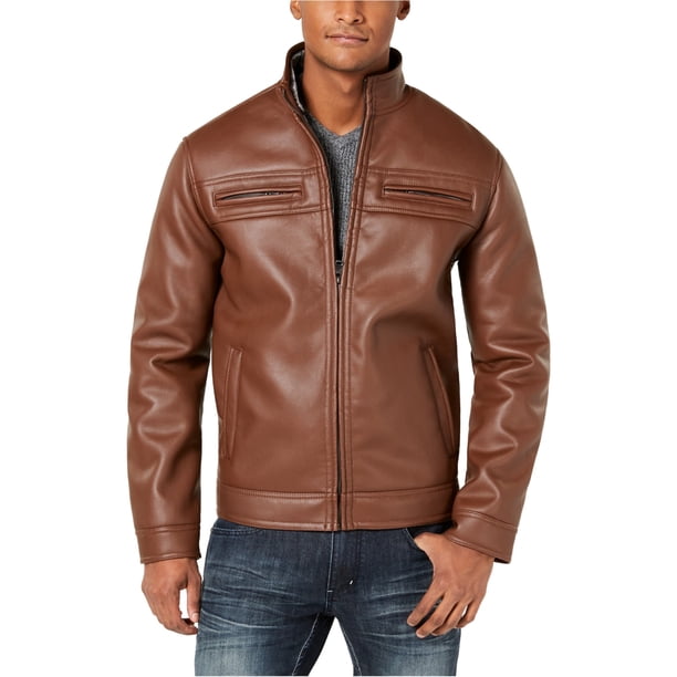 INC Lionel chamarra de piel sintética para hombre, marrón, XX-Large