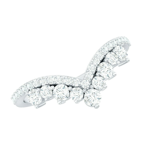 Rosec Jewels Lab Grown Diamond Enhancer for Engagement Ring (Ef-Vs Quality) - V Shape Ring - with Jewelry Box, 925 Sterling Silver, US 4.00