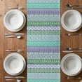 thumbnail image 6 of Purple Green Boho Table Runner - 60 Inch Long, Kitchen Dining Table Runner Dresser Scarves, Vintage Ethnic Tribe Abstract Art Farmhouse Decor for Coffee Tables Wedding Party Banquet, 6 of 8