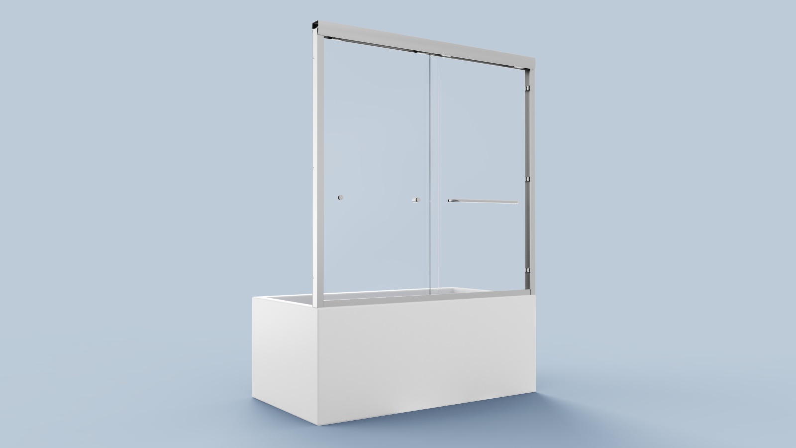 Bathtub Shower Door Semi-Frameless Double Sliding Tub Door 56"-60"Wx58" H Waterproof Bathroom Shower Door 1/4" (6mm) SGCC Tempered Glass With Explosion-Proof Film