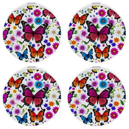 

YZUOUZY Night Lights Plug into Wall Lamps for Bedroom 4 Pack Spring Colorful Butterflies Flowers