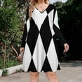thumbnail image 2 of Black And White Harlequin Long Sleeve Dresses For Women Vintage Elegant Party Dress Oversized V-neck Dress S-8XL, 2 of 7