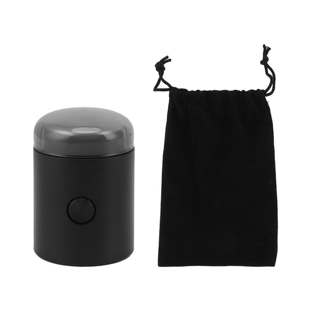 Mini recortadora de barba eléctrica para hombres, recargable, portátil, de bolsillo, para viajes, para bigote, barba incipiente y cuidado corporal, color negro brillante.