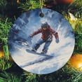 thumbnail image 2 of Christmas Ceramic Ornament Ski Snowboard Christmas Tree Ornaments Child Snowboarding Christmas Home Office Tree Decorations Gifts Keepsake for Family, 2 of 8