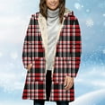 thumbnail image 4 of FDGIU Women's Plaid Flannel Sherpa Lined Hooded Shacket - Warm Jacket for Casual Outdoor Activities, 4 of 7