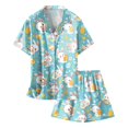 thumbnail image 3 of Baby Girls Easter Pajamas Set Graphic Printed Short Sleeve Button Collar Sleepwear Sets Loose Kids Summer Pajamas Light Blue,6-7 Years, 3 of 4