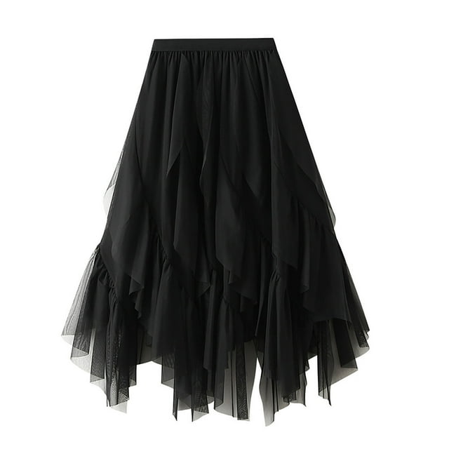 Jupes en Tulle pour Femmes, Taille Haute Élastique, Longue Jupe de Cocktail, Plissée à Étages, Ligne A, en Maille, Jupe de Plage pour Bal