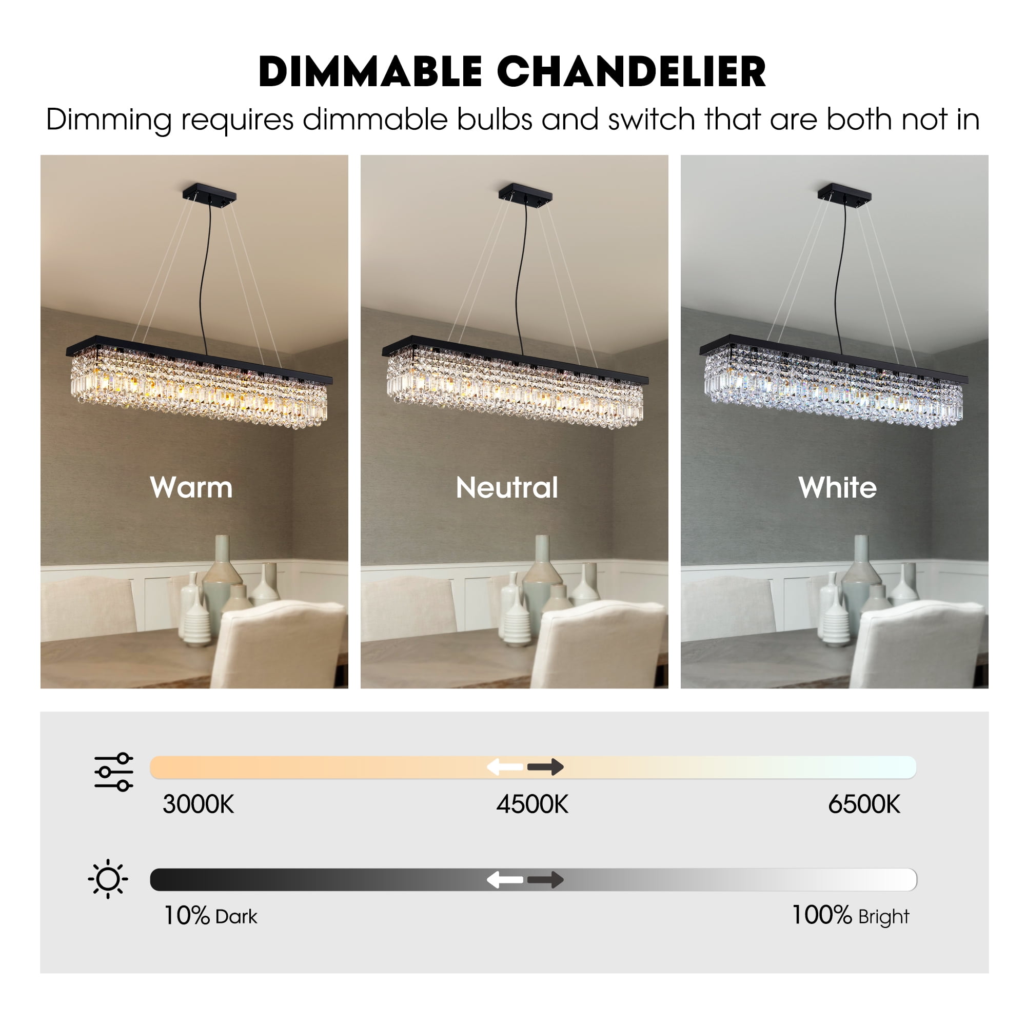 HOOMEDELIER Modern Crystal Chandelier,47" Rectangular Chandelier Pendent Light Fixture,Ceiling Chandelier for Indoor