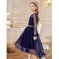 thumbnail image 3 of Oudiya Girls Dresses Contrast Mesh Long Sleeve Twirly High Low Birthday Party Formal Dress, 3 of 5