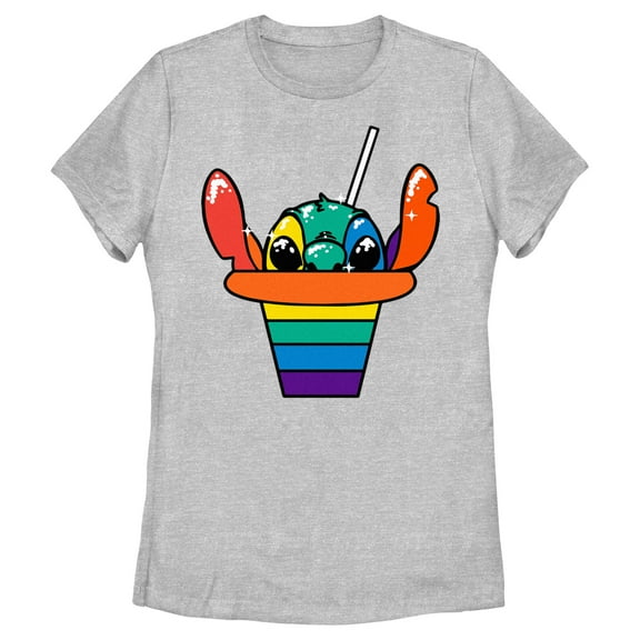 Women's Lilo & Stitch Rainbow Shave Ice Stitch Graphic Tee Athletic Heather Large