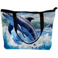 thumbnail image 2 of Dolphin Canvas Leather Mix Women Handheld Bag Twill Sponge Jeanette 30x10.5x39cm/11.8x4.1x15.4in, 2 of 5