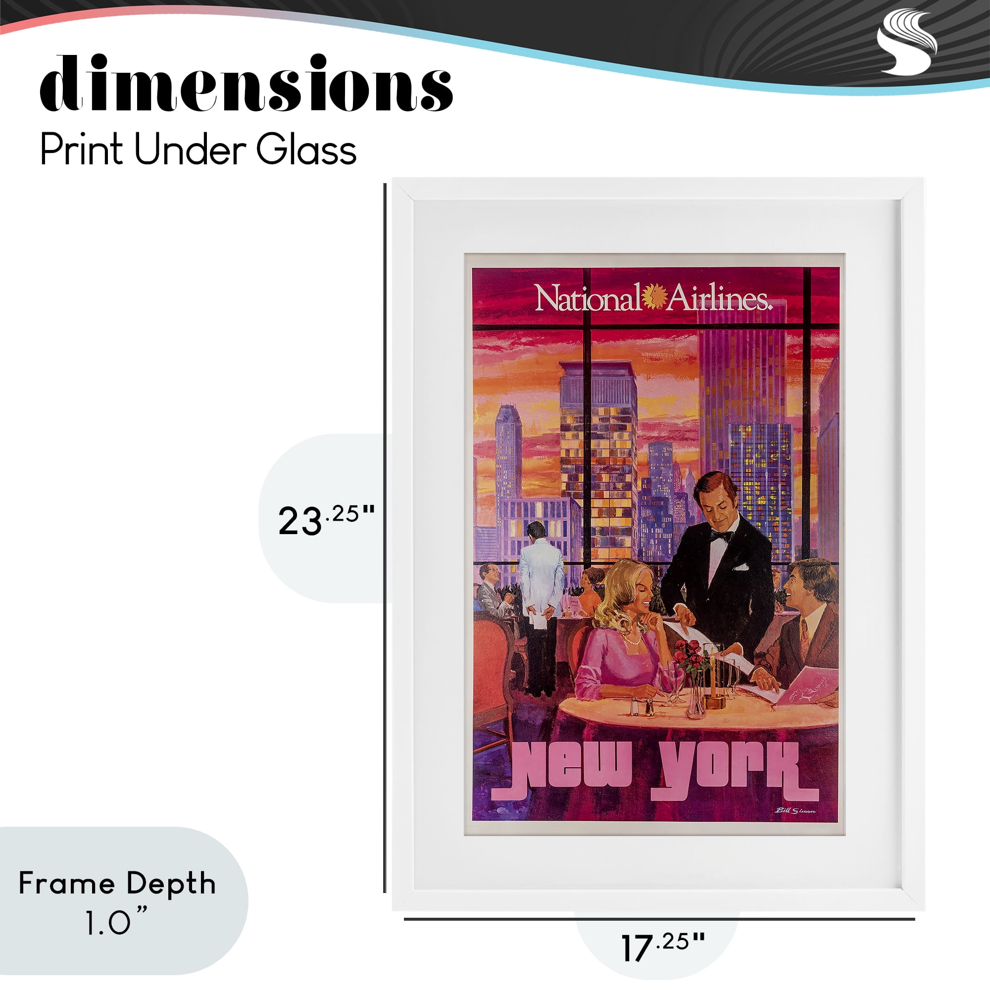 Stupell Industries Vintage New York Dining White Framed Print Under Glass, design by Vintage Posters
