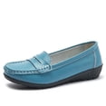 thumbnail image 4 of Summer Women Plus Loafers 2026 Outdoor Solid Color Round Closed Toe Low Heel Slip On Lightweight Cushioned Orthopedic Arch Support Wide Toe Box Comfortable Walking Daily Flat Shoes Light Blue 41, 4 of 6