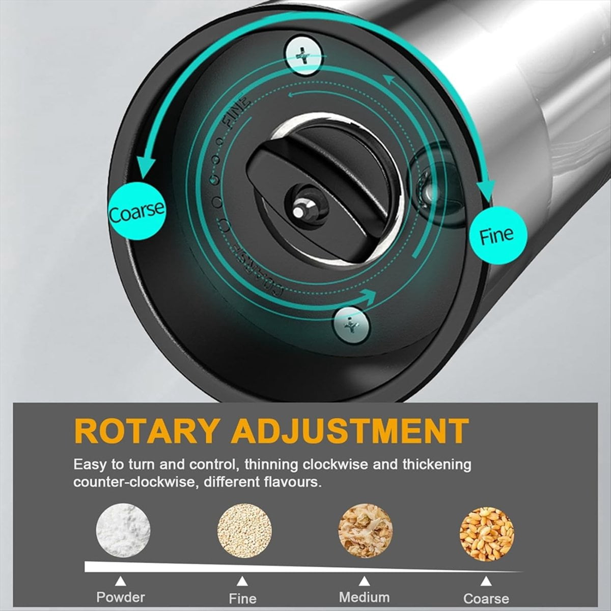 Electric Salt and Pepper Grinder Set Rechargeable Automatic Grinder with Charging Base LED Light, Adjustable Coarseness