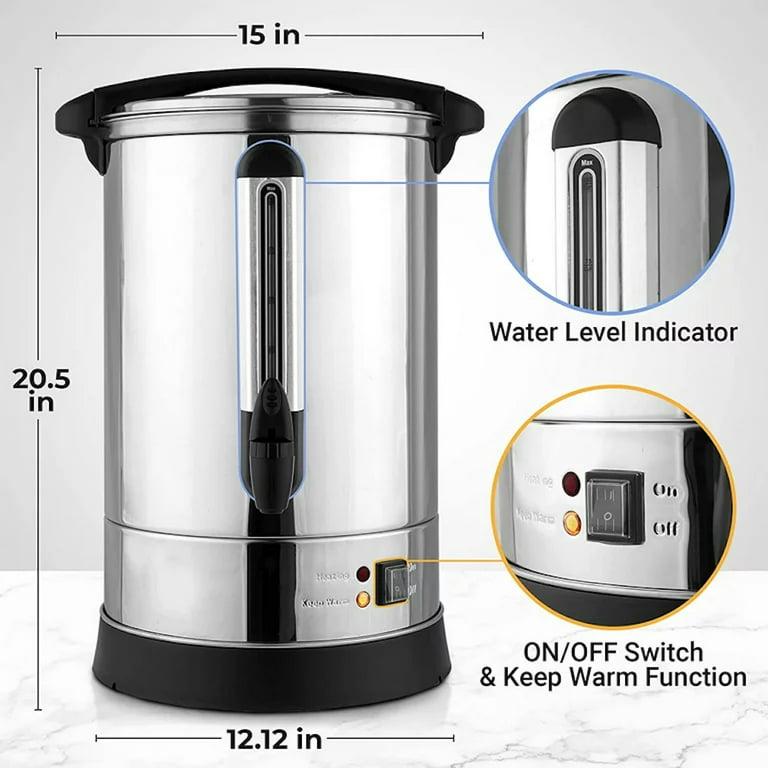 Zulay Commercial Coffee Urn - 100 Cup Fast Brew Stainless Steel Hot  Beverage Dispenser - BPA-Free Commercial Coffee Maker - Hot Water Urn for  Catering