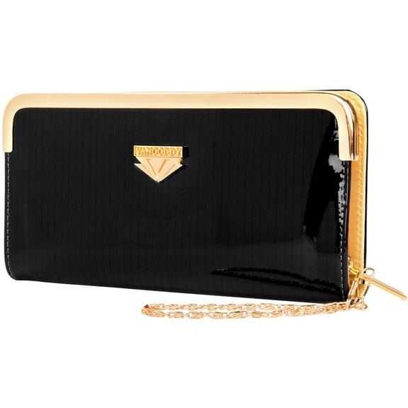 Women's Glossy Clutch Evening Wristlet Wallet Purse with Cell Phone Compartment (fits up to 6.25in x 3.1in)