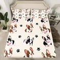 thumbnail image 2 of Manfei Cute Puppy Dog Twin Sheet Sets,Cartoon Pet Footprint Twin Fitted Sheet,Black Brown Flat Sheet For Boys Kids,Breathable Home Decor,3-Piece, 2 of 7