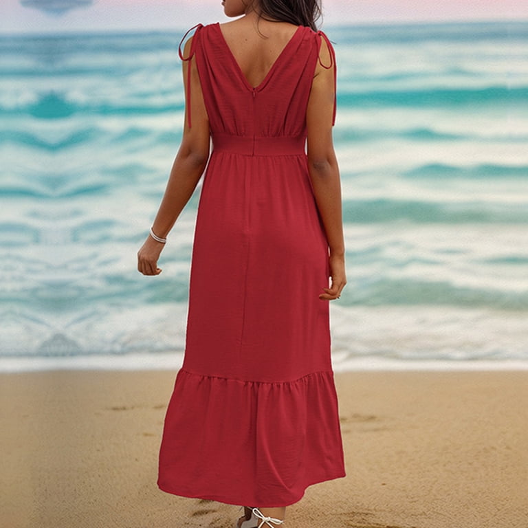 Wycnly Summer Dresses for Women Formal Dresses for Women Beach Boho Empire Waist Flowy Ruffle Swing Strap Long Dresses Ladies Vintage Solid V-Neck Wycnly Summer Dresses for Women Formal Dresses for Women Beach Boho Empire Waist Flowy Ruffle Swing Strap Long Dresses Ladies Vintage Solid V-Neck