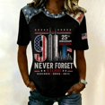 thumbnail image 2 of 9/11 25th Anniversary Memorial T-Shirt American Flag Print Crew Neck Short Sleeve Tops Patriotic We Will Never Forget Vintage Tee Tops, 2 of 5