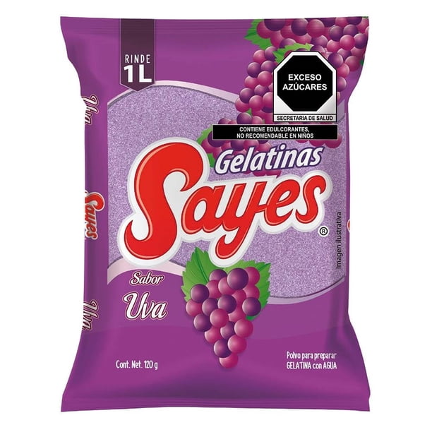 Polvo para preparar gelatina Sayes de agua sabor uva 120 g