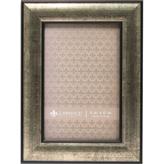 Fashion 4X6 Domed Burnished Silver And Black Picture Frame (6 X 7.85) Made In China gm14182