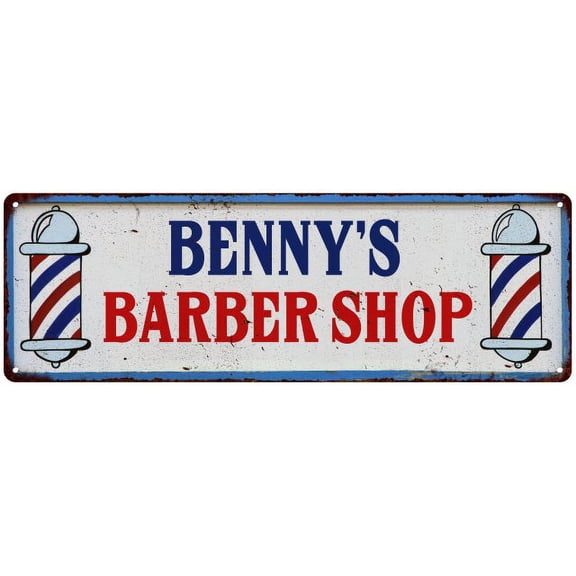 BENNY'S Barber Shop Hair Salon Gift Metal Sign Retro 6x18 206180031040