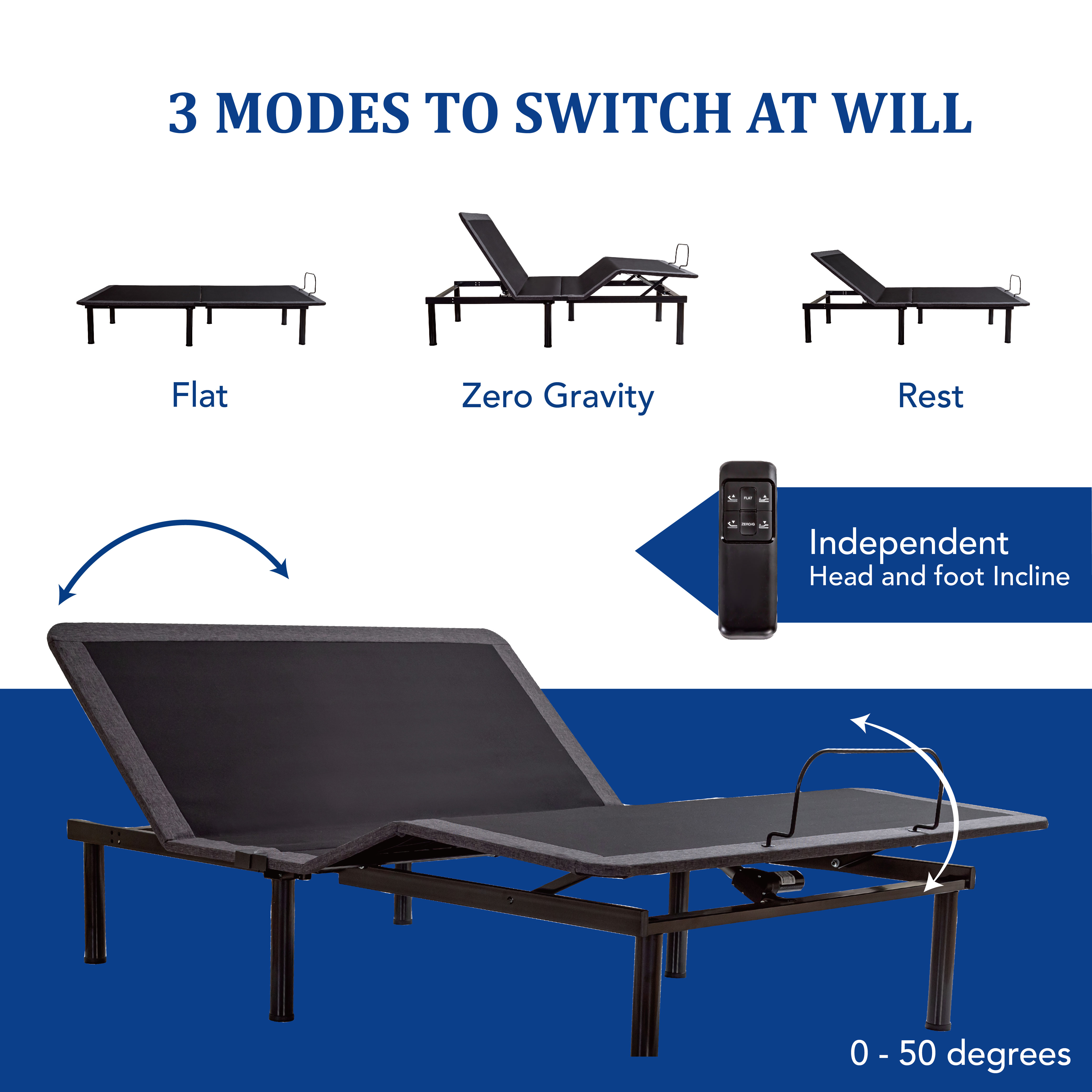 MLILY Twin XL Size Adjustable Bed Base with Wireless Remote - Walmart.com