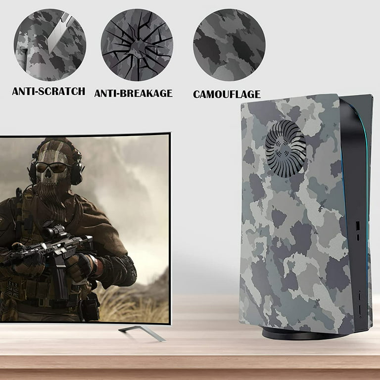 Camouflage Face Plates Cover Shell Panels for PS5 Disc Edition Console,  Playstation 5 Accessories Faceplate Protective Shell Replacement Plate  (Gray