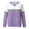 thumbnail image 4 of ATOYSOY Women's Crew Neck Sweatshirts Oversized Tops Outwear Fashion Long Sleeve Tees Fall Winter Casual Shirts Drop Shoulder Color Block Pullover Purple XXL, 4 of 5