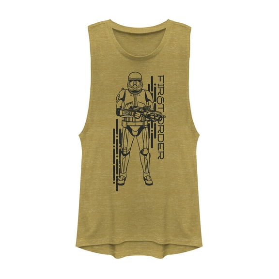 Junior's Star Wars: The Rise of Skywalker First Order Sith Trooper Festival Muscle Graphic Tee Gold Heather Medium