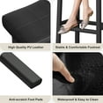 thumbnail image 3 of 24 Inch Backless Saddle Barstools Set of 2, Counter Height Upholstered Padded Barstools with Curved Surface, Metal Leg and Footrest, for Kitchen Counter, Home Bar, 3 of 7