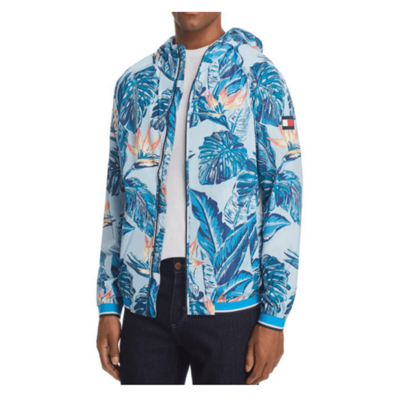 $229 Tommy Hilfiger Botanical-Print Hooded Jacket, Size XL