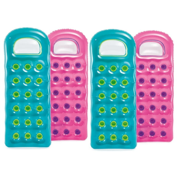 Intex 18-Pocket Suntanner Inflatable Lounge, 74" X 28", (Colors May Vary), (4-Pack)