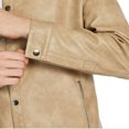 thumbnail image 5 of LOVZFMLL Jackets for Men Man Solid Color Button Washed Leather Jacket Lapel Coat, 5 of 5