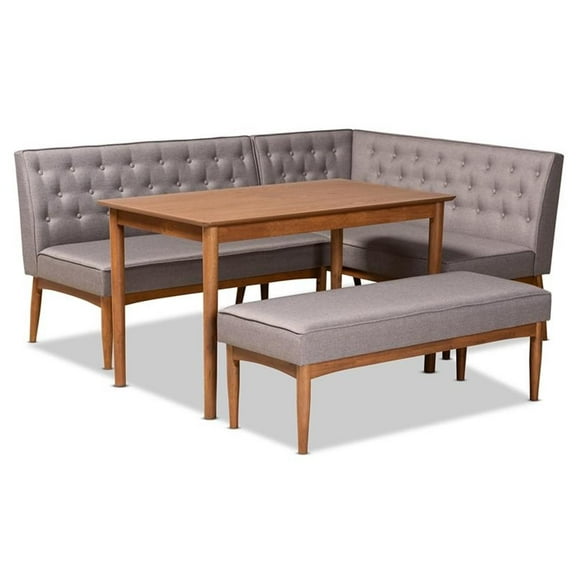 Bowery Hill Grey and Walnut Brown Finished Wood 4-Piece Dining Set