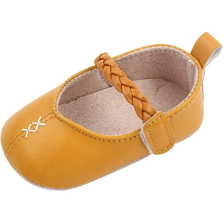 

QWZNDZGR Baby Boy Girl Lace Up Leather Sneakers Rubber Sole Soft Round Toe Princess Dress Mary Jane Flat Shoes Light Up Shoes