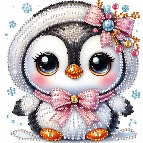 Diamond Painting Kit, Bow-Tie Penguin Special Shape Creative Diamond Artwork, for Home Decor and Gifts 6.69 x 6.69 in