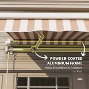 Outsunny 10 x 8 Retractable Awning, Patio Awnings, Sunshade Shelter w/ Manual Crank Handle, UV & Water-Resistant Fabric and Aluminum Frame for Deck, Balcony, Yard, Beige Stripes