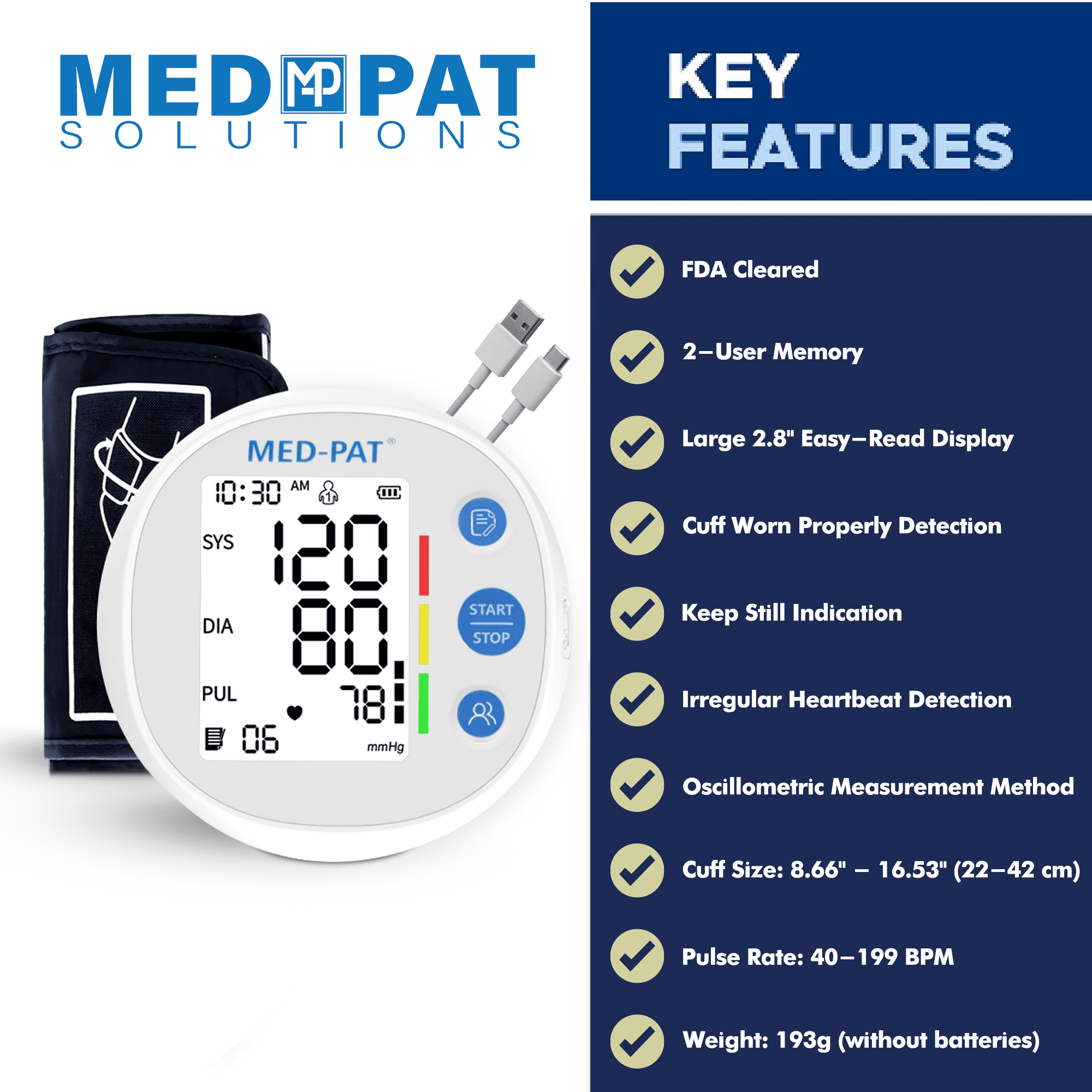 Med-Pat Digital Automatic Upper Arm Blood Pressure Monitor, HSA Approved