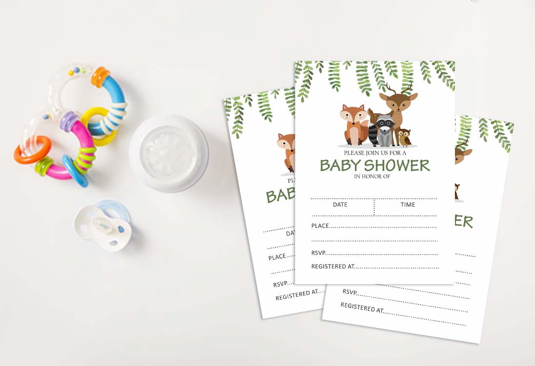Inkdotpot 30Jungle Animals Baby Shower Invitation Cards Gender Neutral Fill In Blank Invites